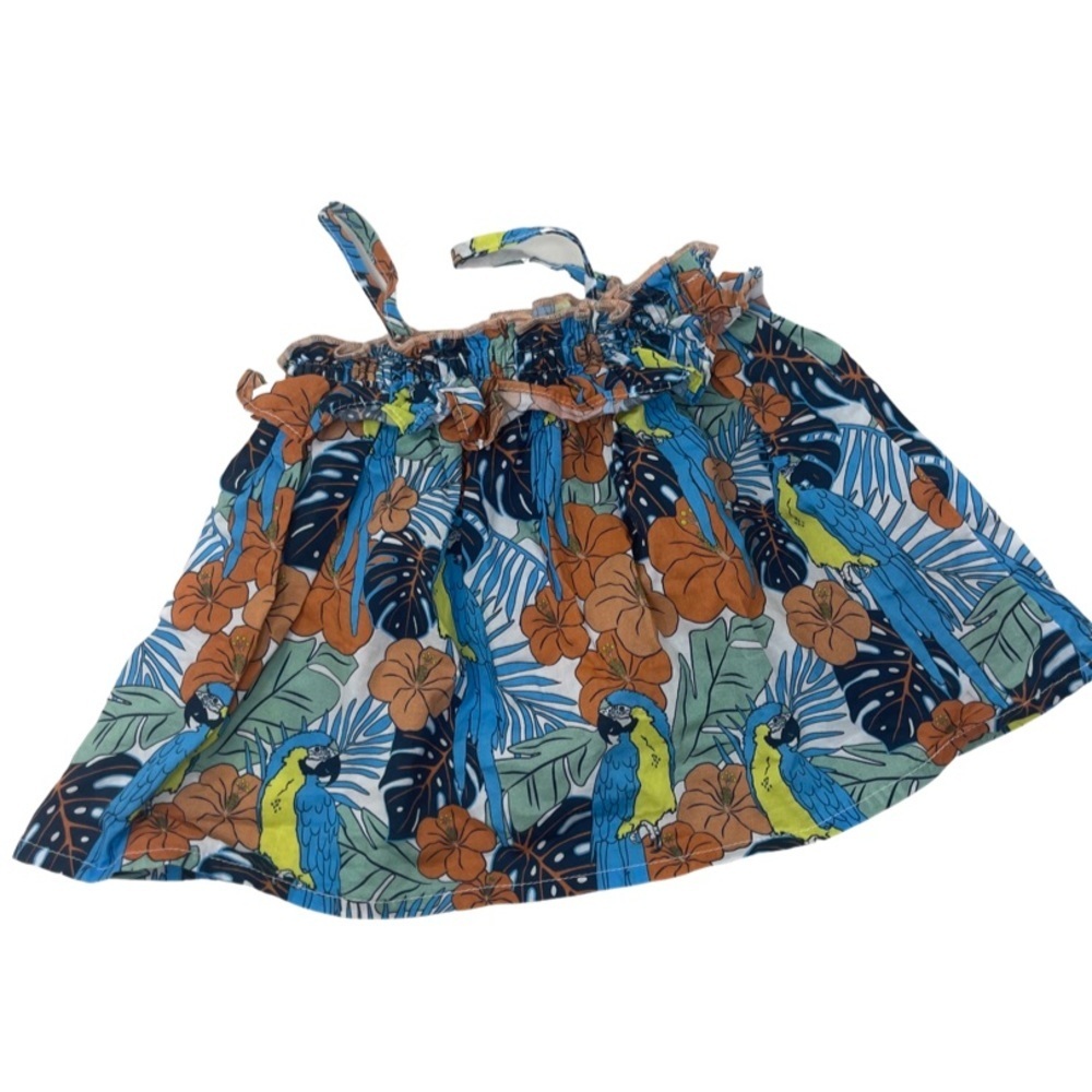 Coco AU Lait multicolor jungle macaw print cotton top sz 12M